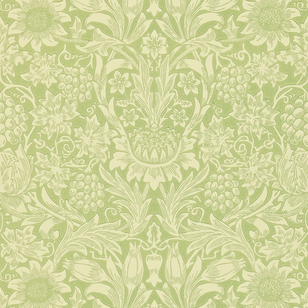 Sunflower Wallpaper 210477 by Morris & Co in Pale Green